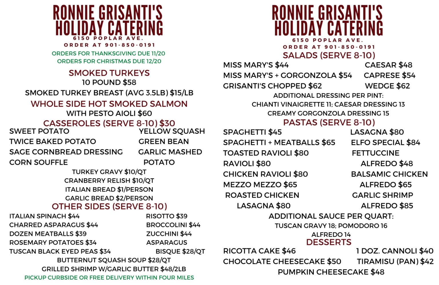 ronnie holiday catering 2021 | RONNIE GRISANTIS